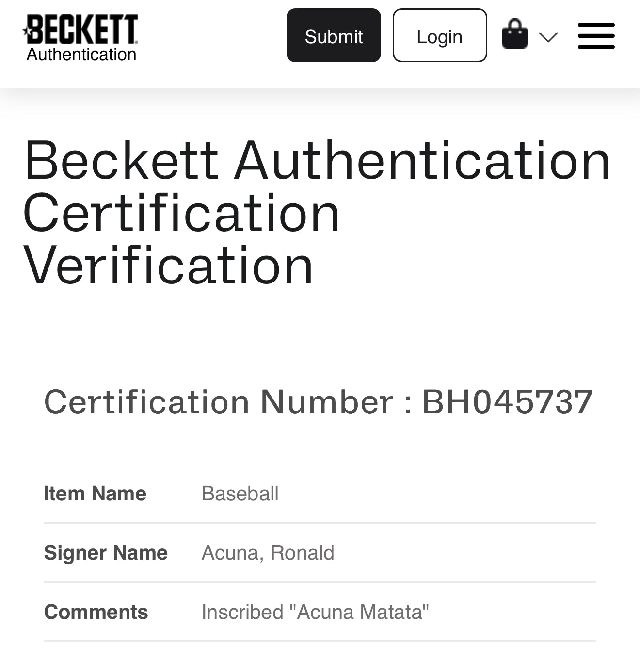 Ronald Acuna Jr, Pelota con Autógrafo Certificado.