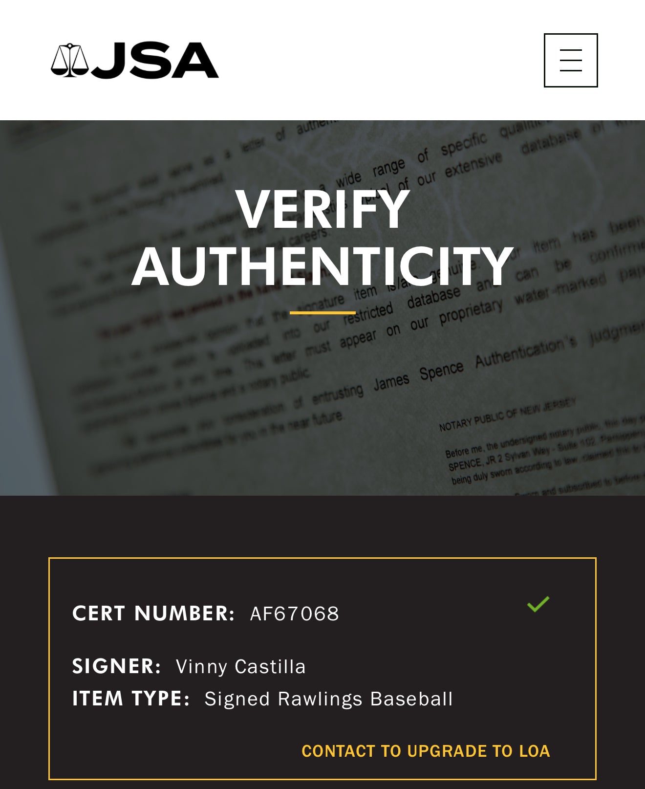 Vinny Castilla (Pelota con Autografo Certicifado JSA).