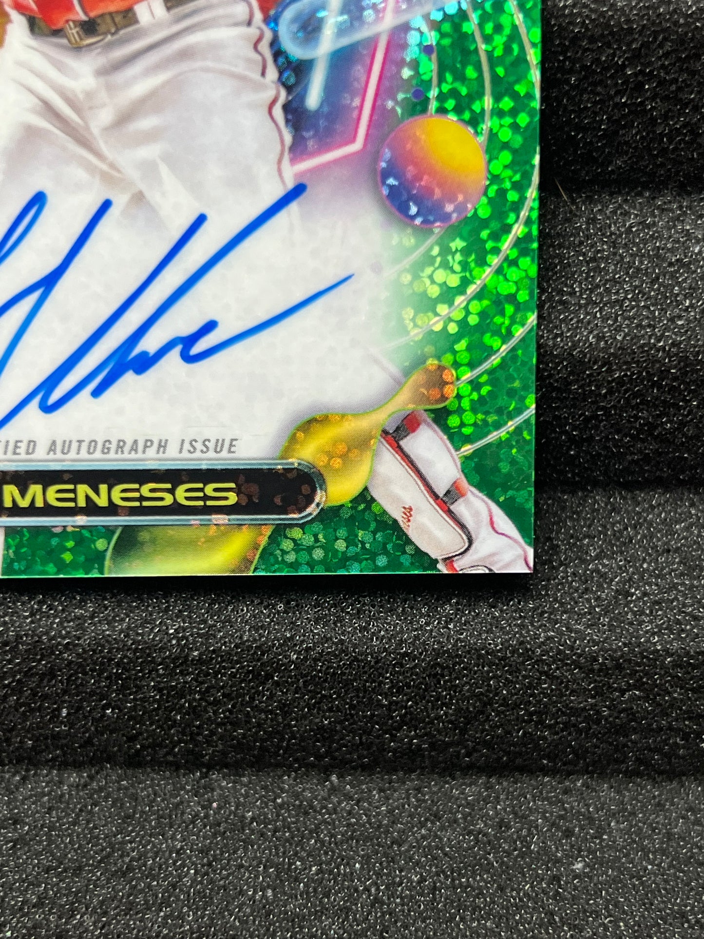 2023 Topps Cosmic Chrome Joey Meneses Green Refractor Auto RC 29/75 Nationals