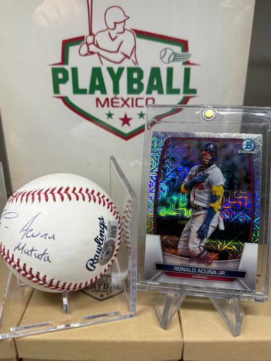 Ronald Acuna Jr, Pelota con Autógrafo Certificado. Inscripción Acuña Matata.