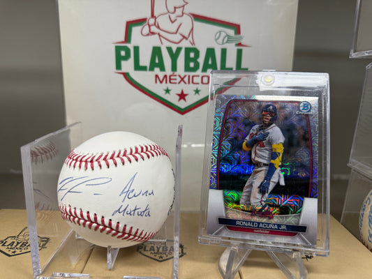 Ronald Acuna Jr, Pelota con Autógrafo Certificado. Inscripción Acuña Matata.