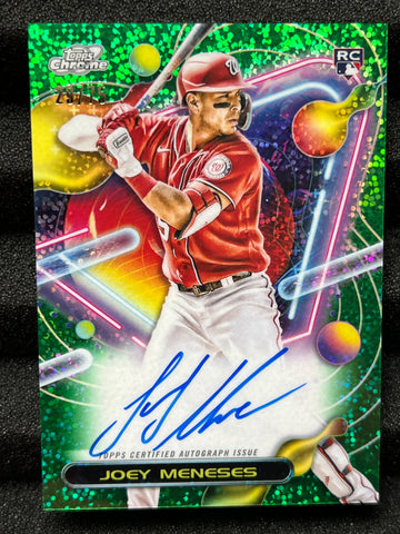 2023 Topps Cosmic Chrome Joey Meneses Green Refractor Auto RC 29/75 Nationals