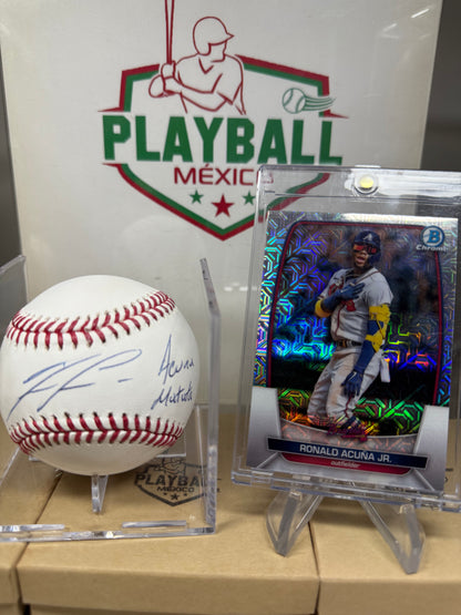 Ronald Acuna Jr, Pelota con Autógrafo Certificado. Inscripción Acuña Matata.