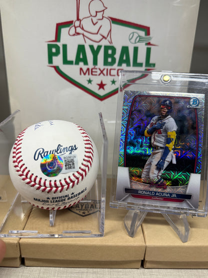 Ronald Acuna Jr, Pelota con Autógrafo Certificado. Inscripción Acuña Matata.