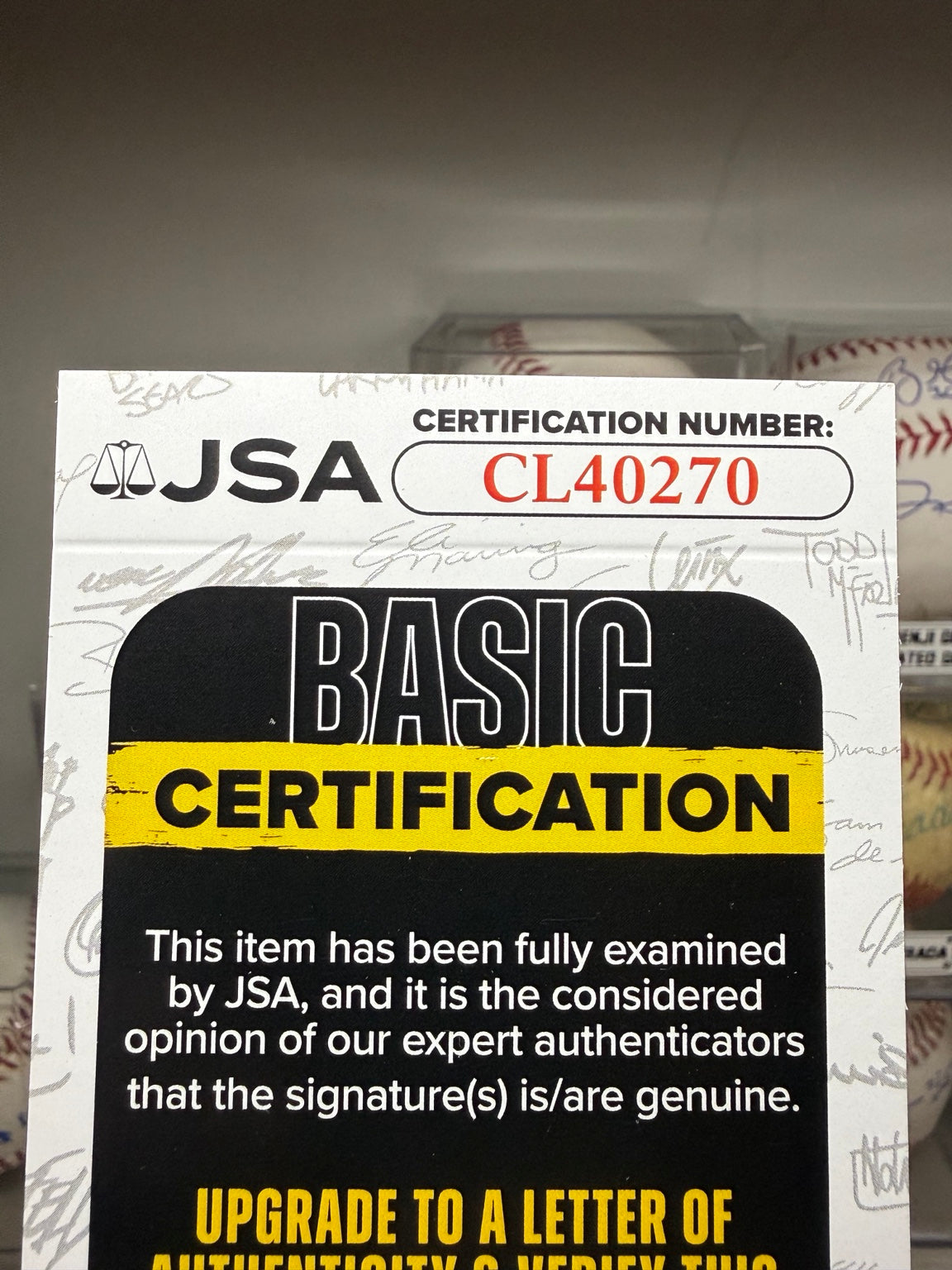 Certificado JSA CL40270 de pelota autografiada por Alejandro Kirk