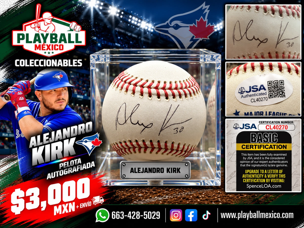 Pelota autografiada por Alejandro Kirk certificada por JSA - Playball México