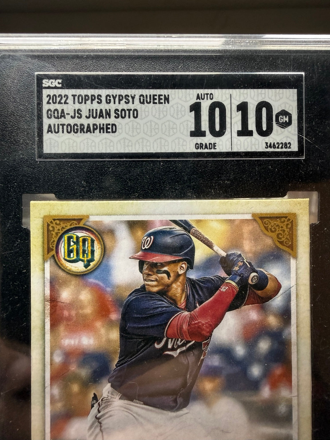 Juan Soto 2022 Topps Gypsy Queen SGC 10 AUTO 10 - detalle original de la etiqueta SGC