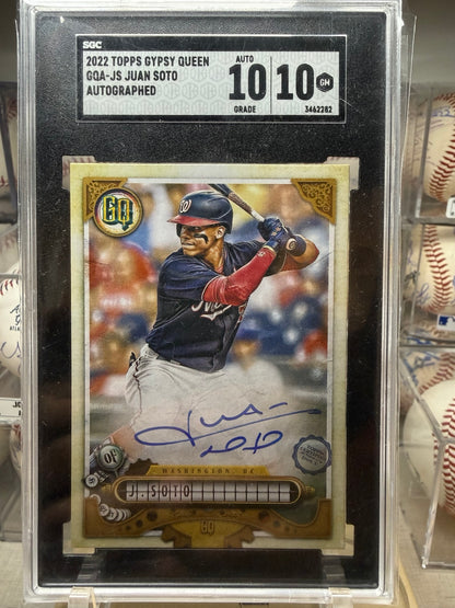 Juan Soto 2022 Topps Gypsy Queen autografiada SGC 10 AUTO 10 - foto original del frente completo
