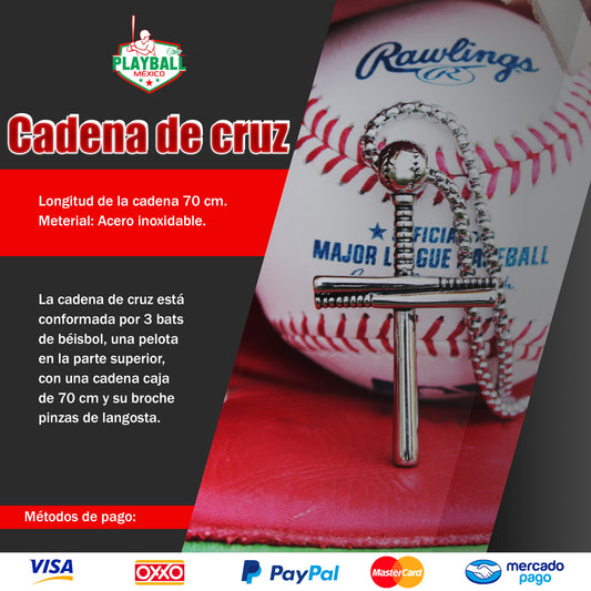 Cadena y Pendiente de Cruz de Béisbol.